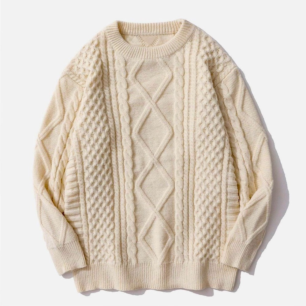 alferic eden rory gilmore sweater!! cable knit oversized cream sweater